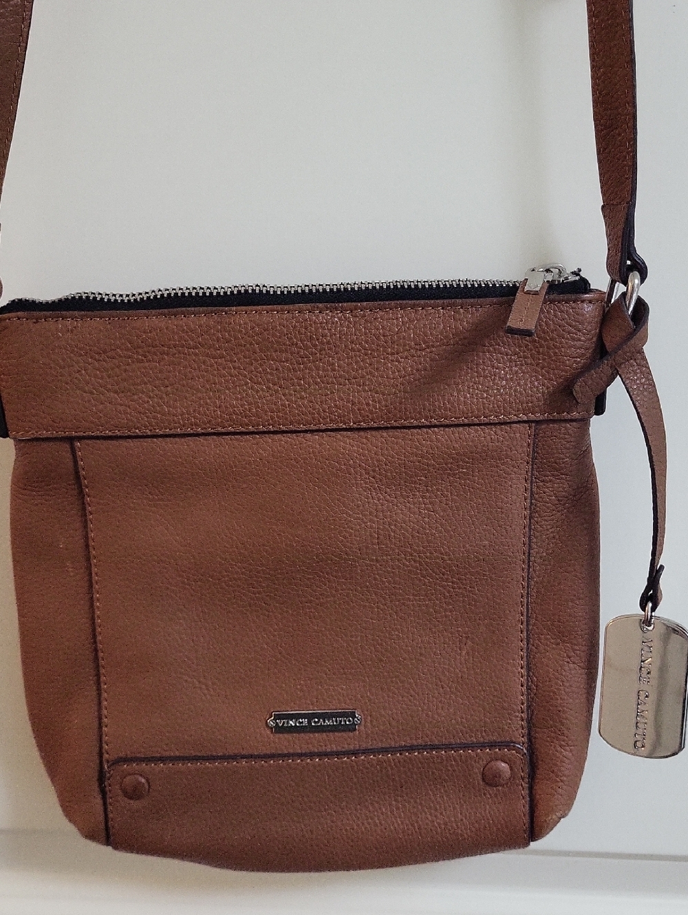 Vince Camuto Cognac Brown Leather Crossbody